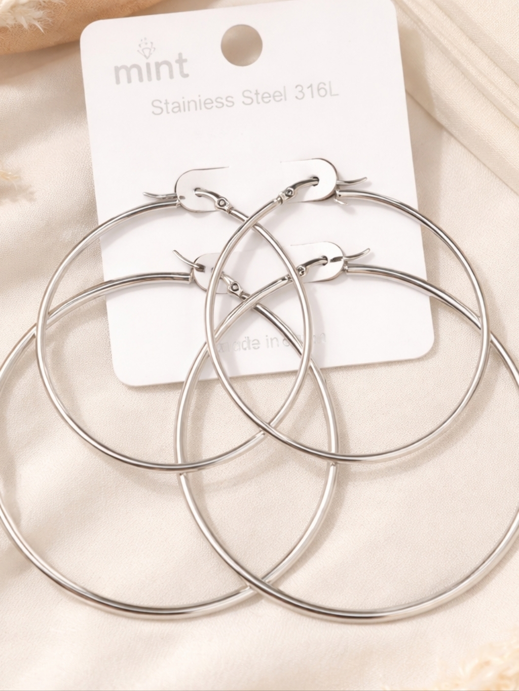 Silver Hoop Earring Set 3 Pairs Stainless Steel 316l Everyday Classic 20$